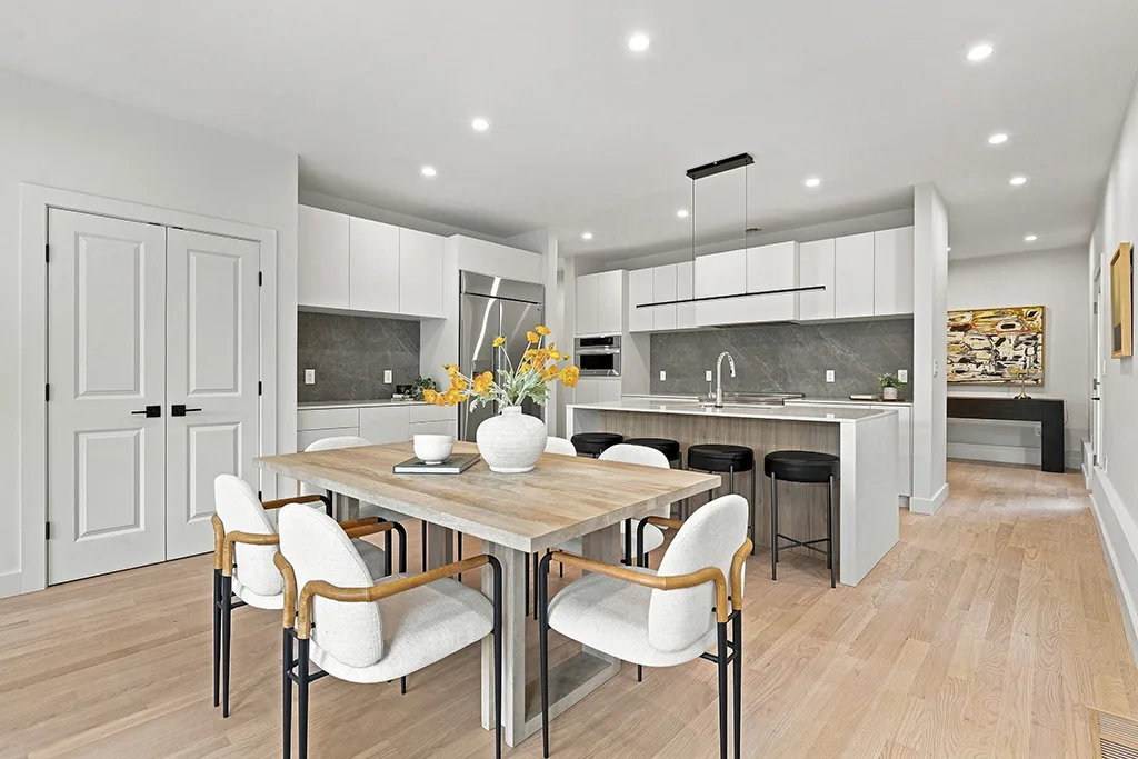 Open-concept kitchen and dining area