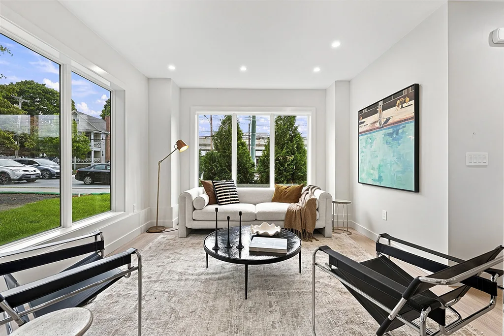 Living room with floor-to-ceiling windows