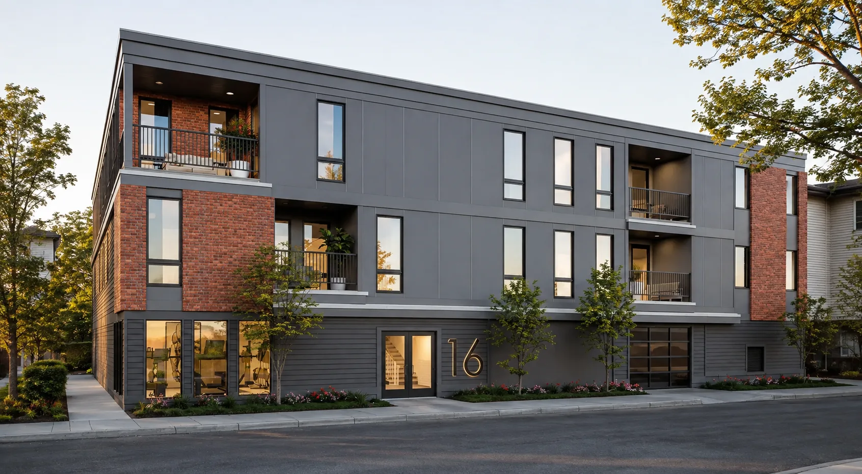 16 Whitby Street, East Boston, brick and glass façade